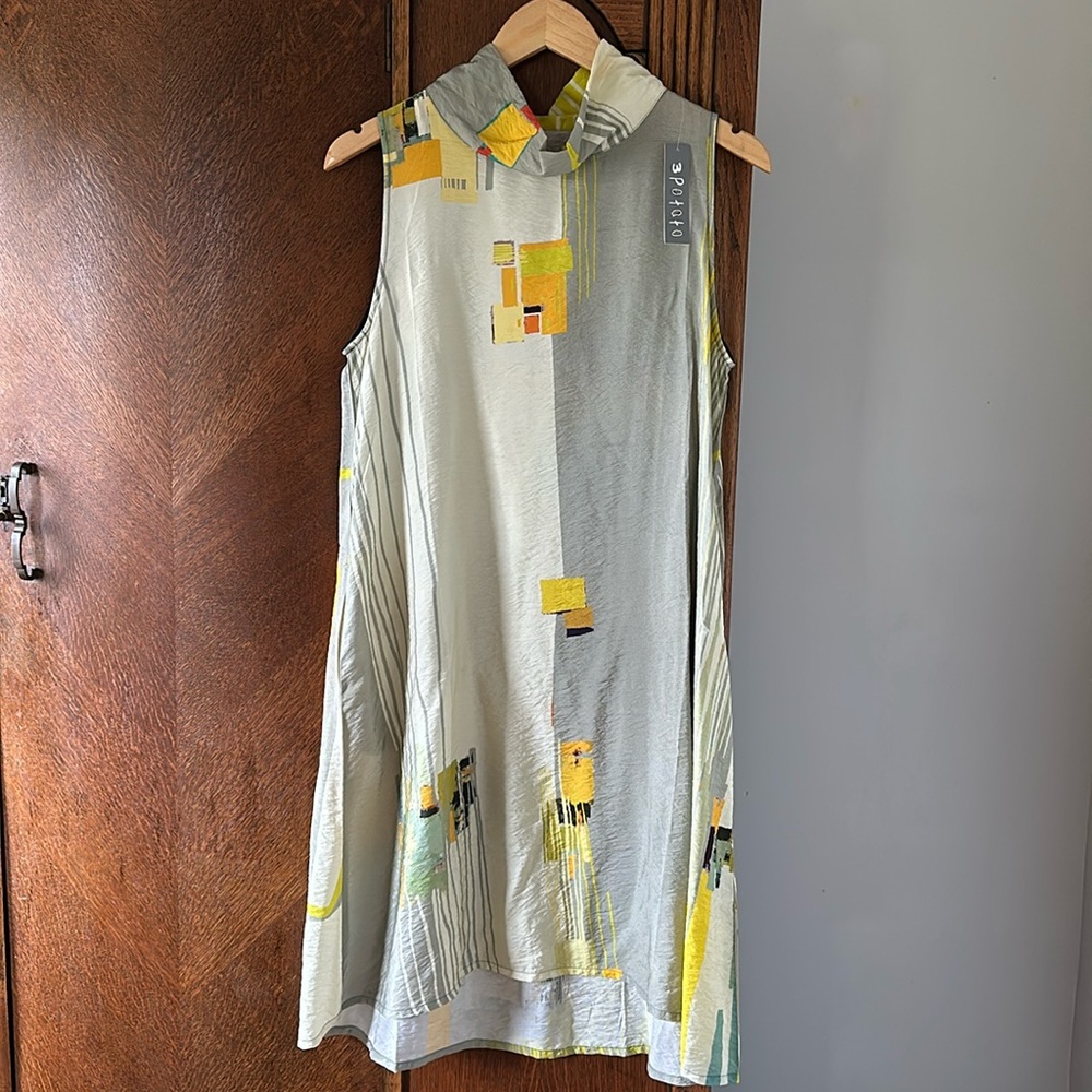 3 Potato Wearable Art Viscose Dress Cowl Neck Boho Abstract SM